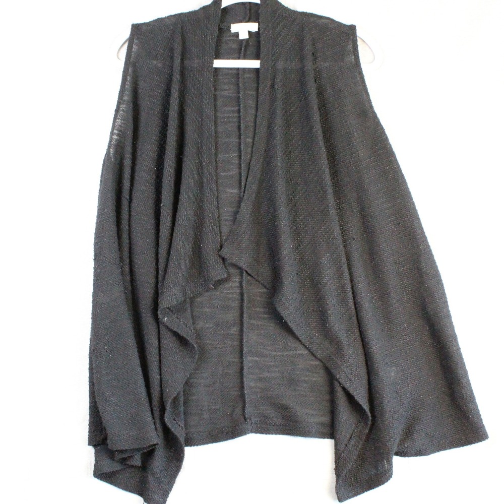 Charming Charlie Black Draped Open Front Vest Cardigan Medium Minimalist Boho